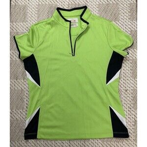 Women’s Golf EP Pro Tour Tech 1/4 Zip mock neck Polo Lime Green & Navy Small